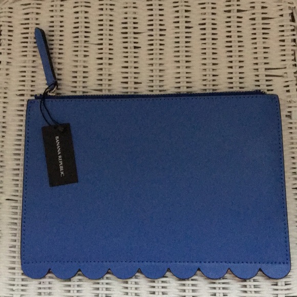 Banana Republic Handbags - BANANA REPUBLIC BRIGHT BLUE SCALLOPED CLUTCH BAG